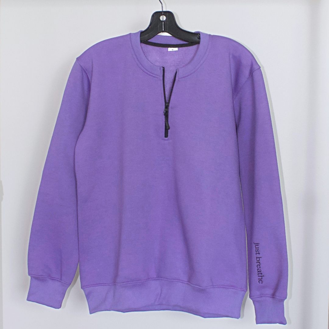 Just Breathe Quarter Zip Crewneck Sweater